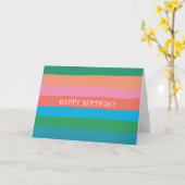 Colorful Cool Simple Stripes CUSTOM HAPPY BIRTHDAY Kaart (Gele Bloem)