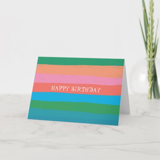 Colorful Cool Simple Stripes CUSTOM HAPPY BIRTHDAY Kaart (Voorkant)