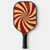 Colorful Cool Spiral Swirl Red Gold Name Pickleball Paddle (Achterkant)