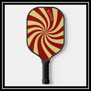 Colorful Cool Spiral Swirl Red Gold Name Pickleball Paddle