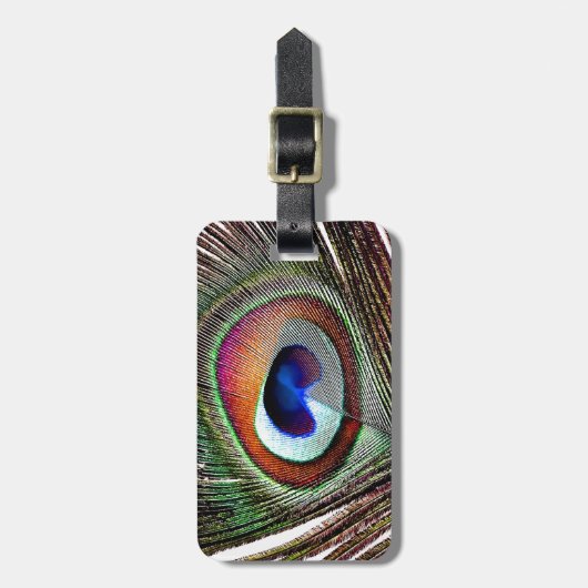 Colorful Copper Peacock Feather Bagagelabel (Voorkant verticaal)