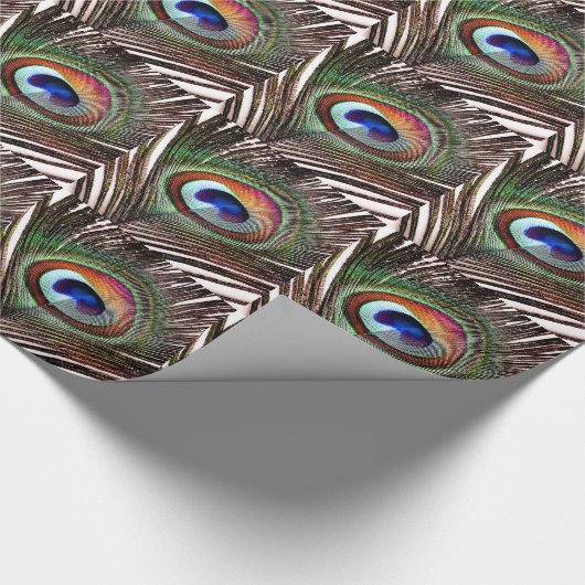 Colorful Copper Peacock Feather Cadeaupapier (Hoek)