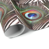 Colorful Copper Peacock Feather Cadeaupapier (Rol Hoek)