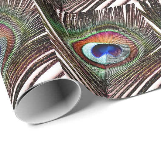 Colorful Copper Peacock Feather Cadeaupapier (Rol Hoek)