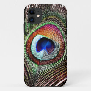 Colorful Copper Peacock Feather iPhone 11 Hoesje