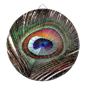 Colorful Copper Peacock Feather Dartbord