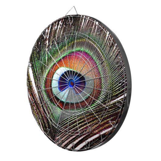 Colorful Copper Peacock Feather Dartbord (Voorkant Rechts)