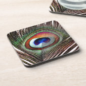 Colorful Copper Peacock Feather Drankjes Onderzetter (Linkerzijde)