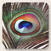 Colorful Copper Peacock Feather Drankjes Onderzetter (Voorkant)