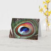 Colorful Copper Peacock Feather Kaart (Gele Bloem)