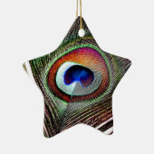 Colorful Copper Peacock Feather Keramisch Ornament (Rechts)