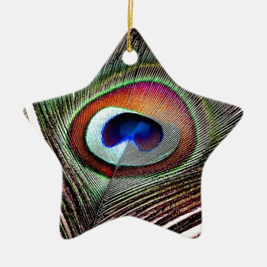 Colorful Copper Peacock Feather Keramisch Ornament (Voorkant)