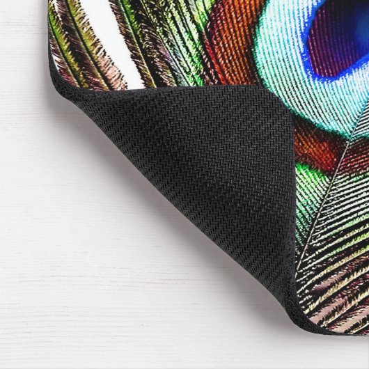 Colorful Copper Peacock Feather Muismat (Hoek)