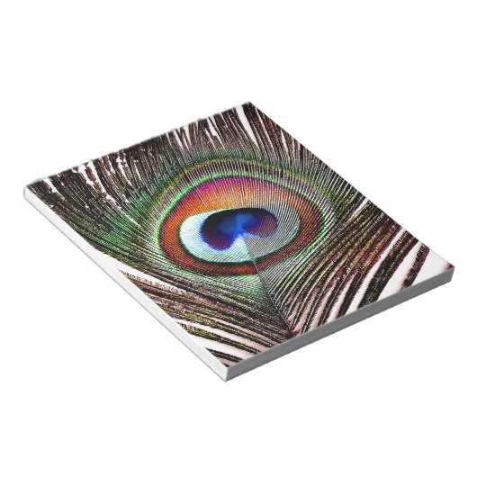 Colorful Copper Peacock Feather Notitieblok (Schuin)