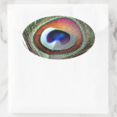 Colorful Copper Peacock Feather Ovale Sticker (Tas)