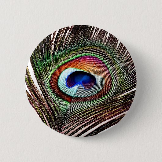 Colorful Copper Peacock Feather Ronde Button 5,7 Cm (Voorkant)