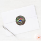 Colorful Copper Peacock Feather Ronde Sticker (Envelop)