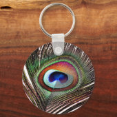 Colorful Copper Peacock Feather Sleutelhanger (Voorkant)