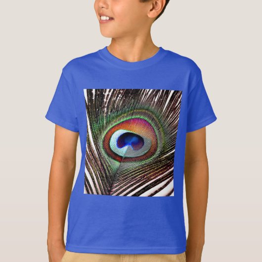 Colorful Copper Peacock Feather T-shirt (Voorkant)