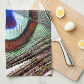 Colorful Copper Peacock Feather Theedoek (Quarter Fold)