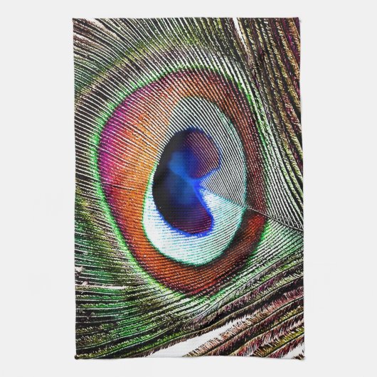 Colorful Copper Peacock Feather Theedoek (Verticaal)