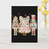 Colorful Coquette Bow Floral Nutcracker Christmas  Kaart (Gele Bloem)