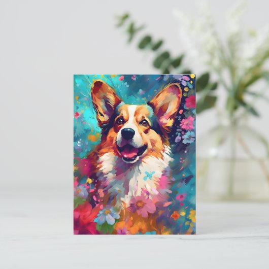 Colorful Corgi Briefkaart (Staand voorkant)