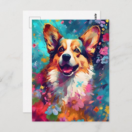 Colorful Corgi Briefkaart (Voorkant / Achterkant)