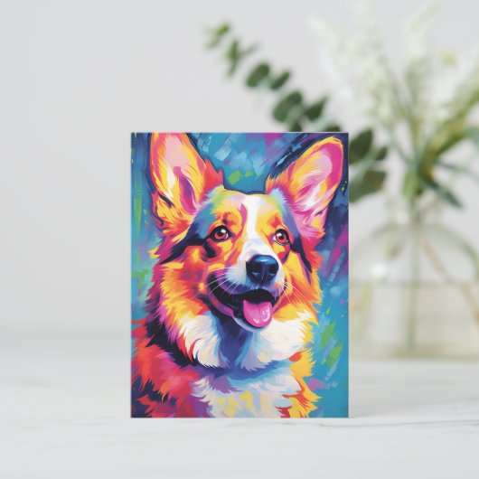 Colorful Corgi Briefkaart (Staand voorkant)