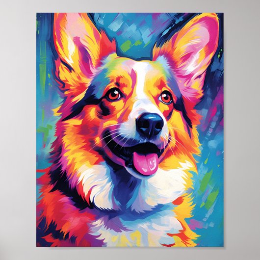 Colorful Corgi Poster (Voorkant)