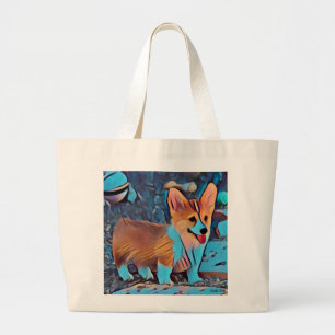 Colorful Corgi Puppy Grote Tote Bag