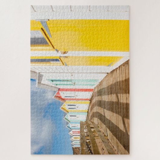 Colorful Cornish Beach Huts Jigzaag Legpuzzel (Verticaal)