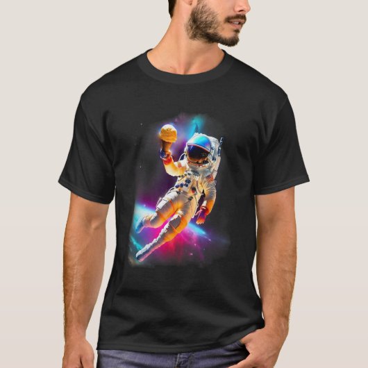 Colorful Cosmic Ice Cream Astronaut T-shirt (Voorkant)