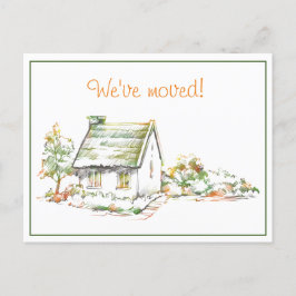 Colorful Cottage New Address Announcement Briefkaa Aankondigingskaart