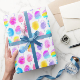 Colorful Cotton Snoep Waterverf Patroon Cadeaupapier