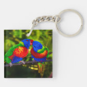 Colorful Couple of Kissende Parrots Sleutelhanger (Achterkant)