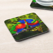 Colorful Couple of Kissing Parrots Bier Onderzetter (Linkerzijde)