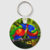 Colorful Couple of Kissing Parrots Sleutelhanger (Achterkant)