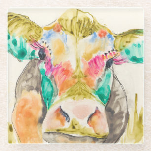 Colorful Cow-ontwerp Glazen Onderzetter