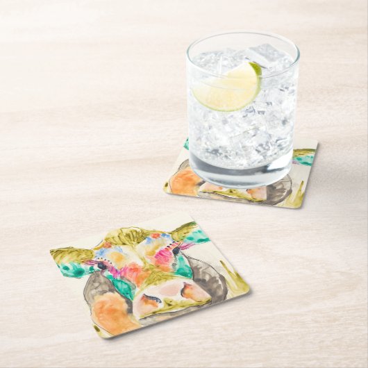 Colorful Cow-ontwerp Kartonnen Onderzetters (Insitu)