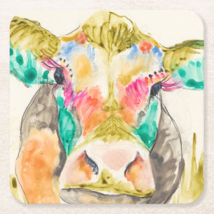 Colorful Cow-ontwerp Kartonnen Onderzetters