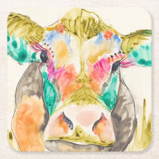 Colorful Cow-ontwerp Kartonnen Onderzetters (Voorkant)