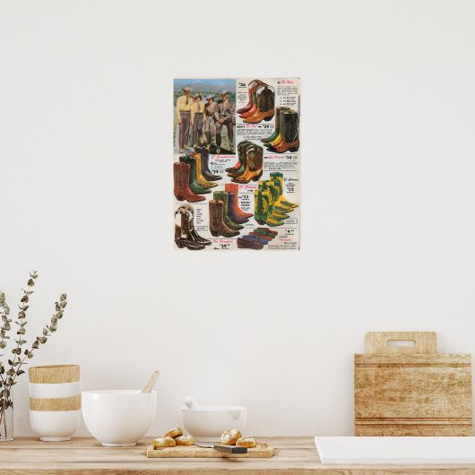 Colorful Cowboy Boots 1950 Poster (Keuken)