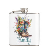 Colorful Cowgirl Boots en Flowers Heupfles (Voorkant)