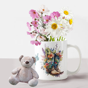 Colorful Cowgirl Boots en Flowers Koffiemok