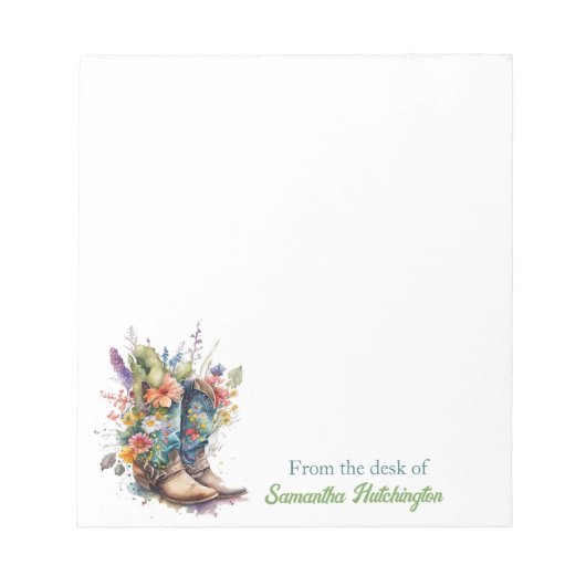 Colorful Cowgirl Boots en wilde bloemen Notitieblok (Voorkant)