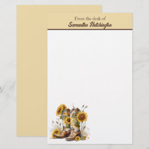 Colorful Cowgirl Boots en zonnebloemen Briefpapier