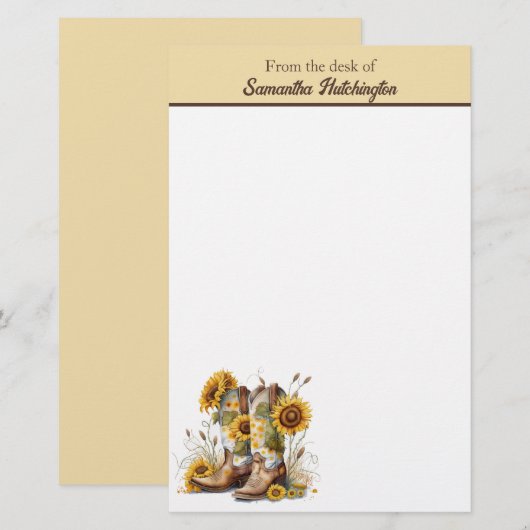 Colorful Cowgirl Boots en zonnebloemen Briefpapier (Voorkant / Achterkant)