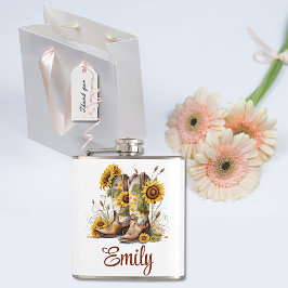 Colorful Cowgirl Boots en zonnebloemen Heupfles