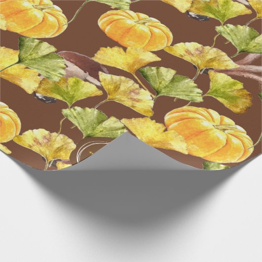 Colorful Cozy Autumn Waterverf Pattern Monogram Cadeaupapier (Hoek)